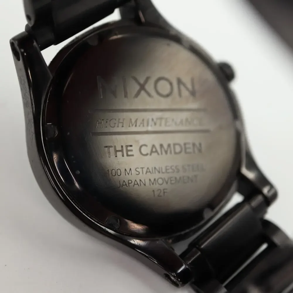 Nixon The Camden All Black Diamond Watch 41mm Left Stainless Steel Bracelet 5.5